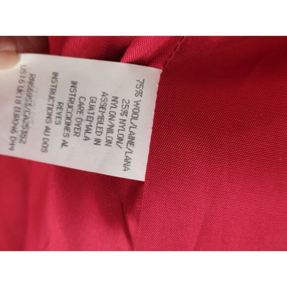 Joan Leslie Womens Red Wool & Nylon Blazer Size 16 With Gold Button Detail - Picture 6 of 16